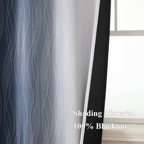 Navy Blue and White Ombre Blackout Curtains — photo 5