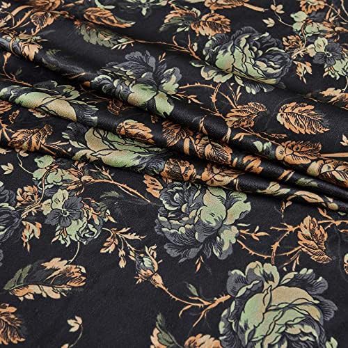 Black velvet vintage floral curtains 84 in — photo 3