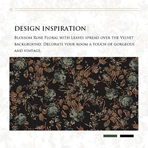 Black velvet vintage floral curtains 84 in — photo 5