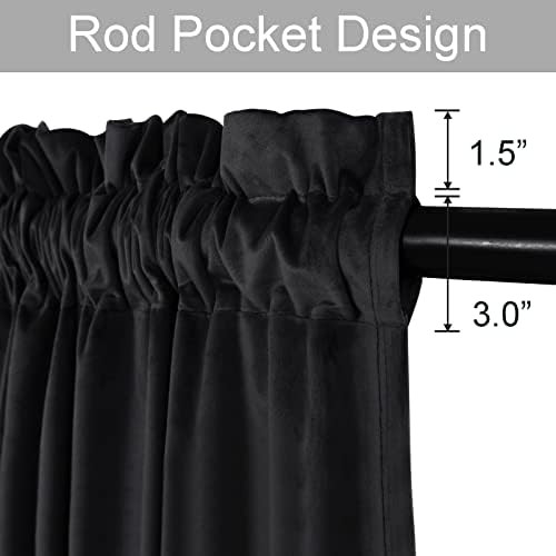 JIUZHEN black velvet blackout curtains with tiebacks — photo 3