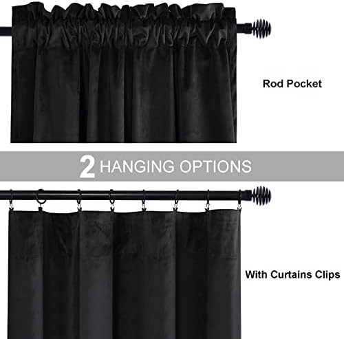 JIUZHEN black velvet blackout curtains with tiebacks — photo 4