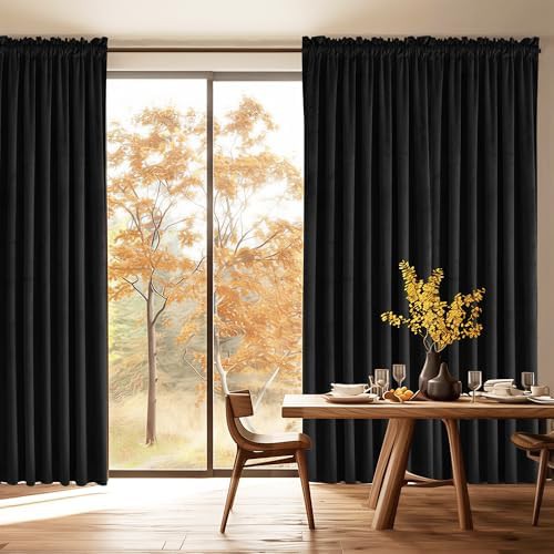 JIUZHEN black velvet blackout curtains with tiebacks — photo 5