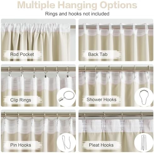 Beige back tab thermal curtains 102 in — photo 3