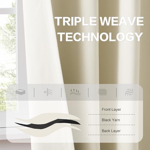 Beige back tab thermal curtains 102 in — photo 4
