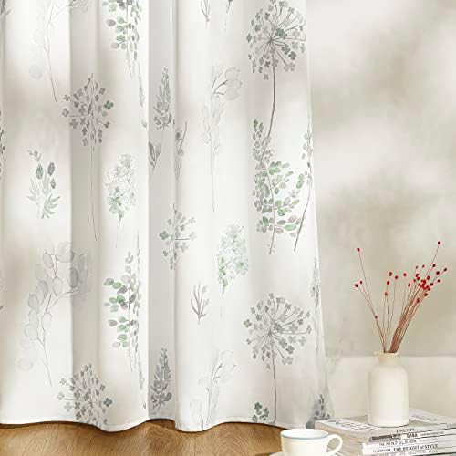 Sage green floral blackout curtains 84 inch — photo 3