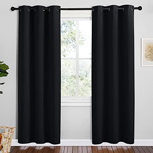 Black thermal grommet curtains for bathrooms