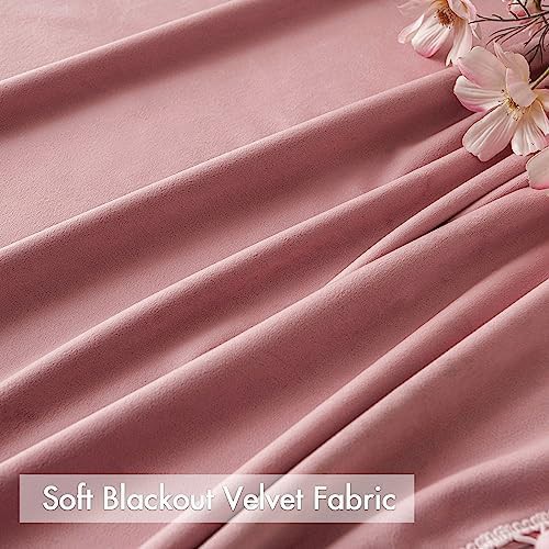 Blush pink pom pom velvet curtain 84 in — photo 3