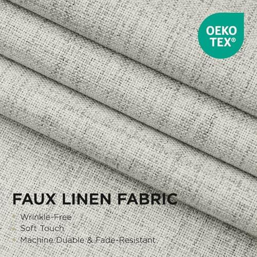 Greyish White Linen Total Blackout Curtains 63 in — photo 4