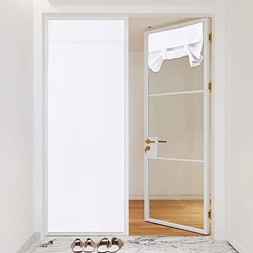 White thermal insulated doorway privacy curtain 80 in