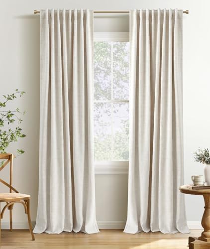 Cream linen blackout curtains 84 inch