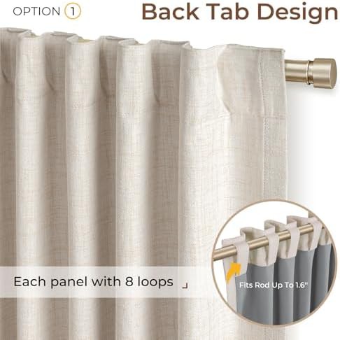 Cream linen blackout curtains 84 inch — photo 3