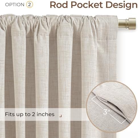 Cream linen blackout curtains 84 inch — photo 4
