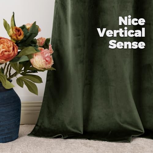 Olive Green Velvet Back Tab Curtains — photo 5