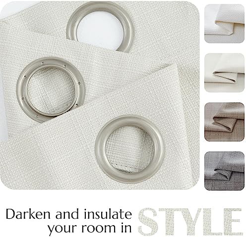 Ivory total blackout linen textured curtains 84 inch — photo 3