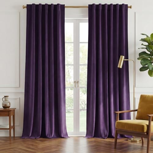 Purple velvet vintage style blackout curtains