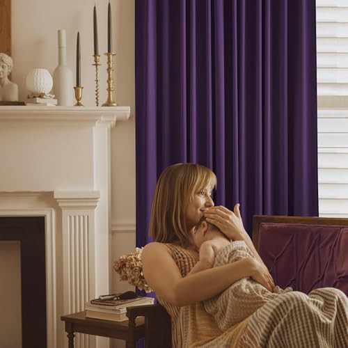 Purple velvet vintage style blackout curtains — photo 3