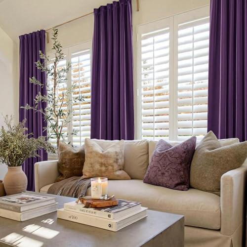 Purple velvet vintage style blackout curtains — photo 4