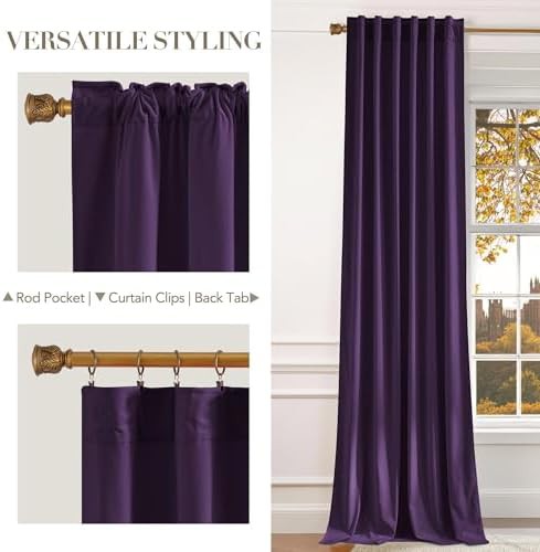 Purple velvet vintage style blackout curtains — photo 5