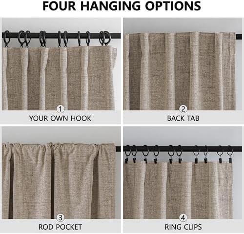 Grey linen thermal blackout curtains 96 in — photo 3