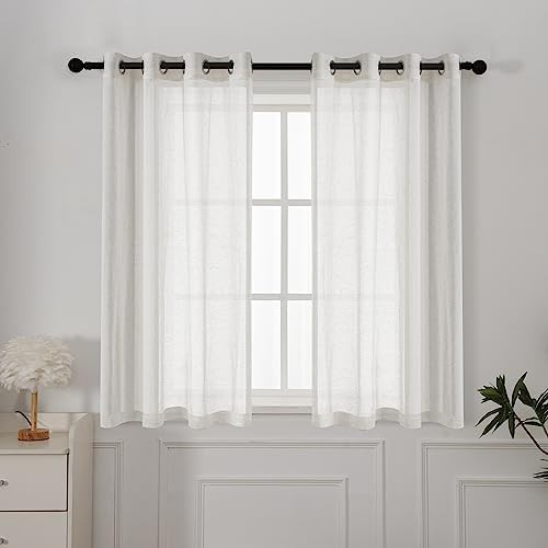Linen blend privacy sheer curtains 63 in