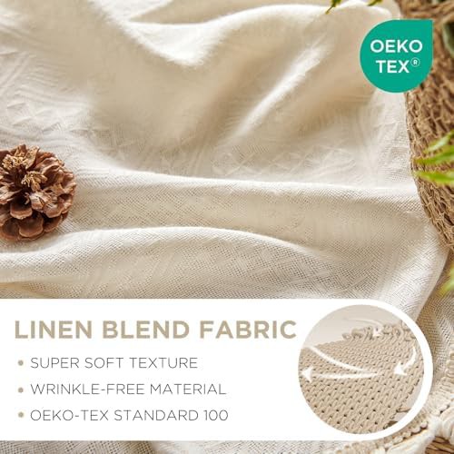 Beige Boho Linen Curtains with Tassels 63 in — photo 3