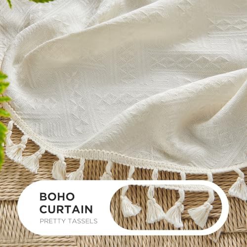 Beige Boho Linen Curtains with Tassels 63 in — photo 4