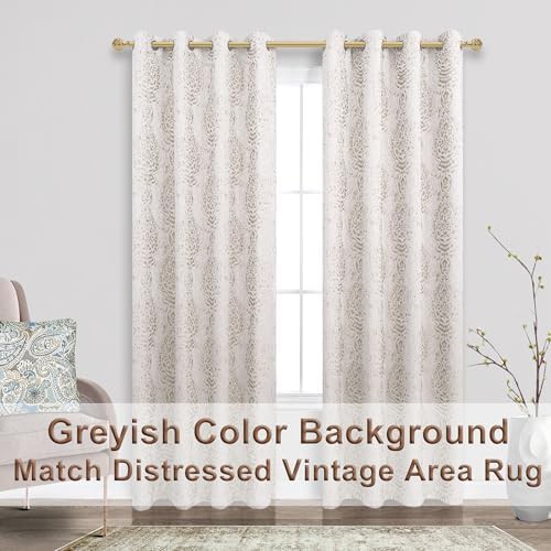 Taupe Damask Geometric Textured Pattern Curtains — photo 4