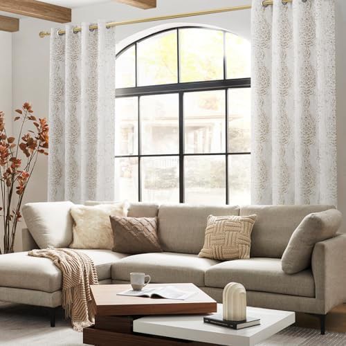 Taupe Damask Geometric Textured Pattern Curtains — photo 5