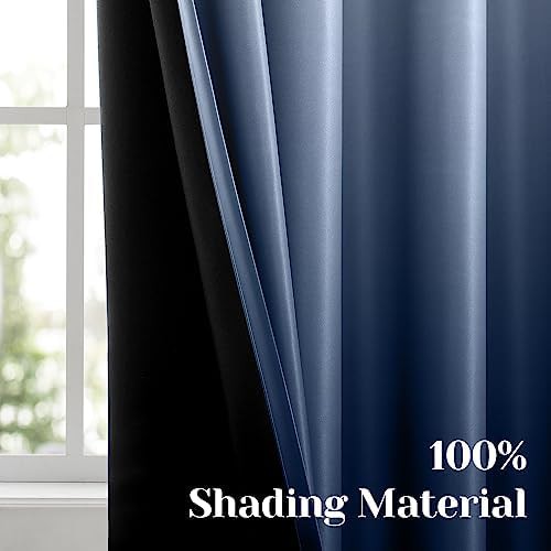 Ombre navy blue total blackout curtains 84 in — photo 3