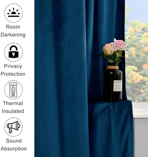 Blue velvet 108 inch luxury living room curtains — photo 3