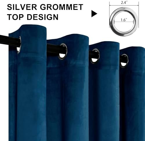 Blue velvet 108 inch luxury living room curtains — photo 4
