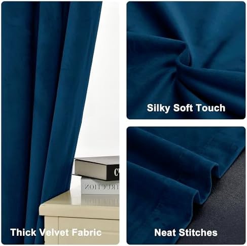 Blue velvet 108 inch luxury living room curtains — photo 5
