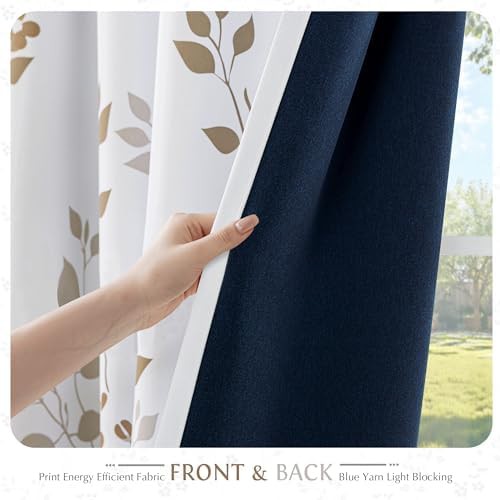Floral blackout curtains tan brown 63 in — photo 3