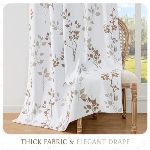 Floral blackout curtains tan brown 63 in — photo 4