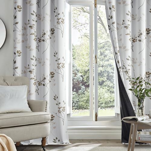 Floral blackout curtains tan brown 63 in — photo 5