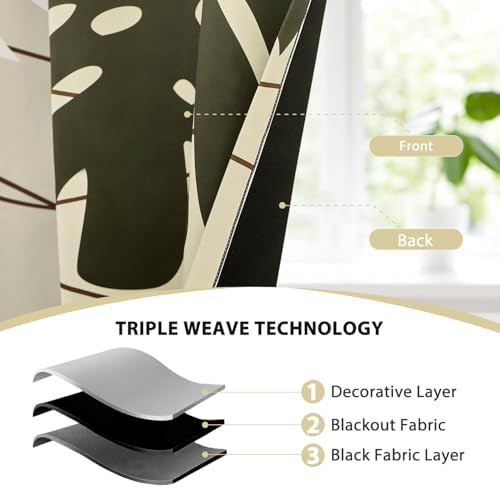 Boho tropical leaves blackout curtains 42x63 — photo 4