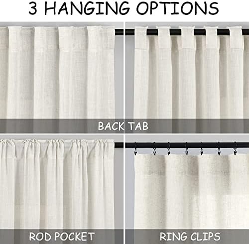 Cream Linen Farmhouse Back Tab Curtains — photo 3