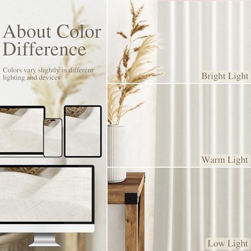Cream Linen Farmhouse Back Tab Curtains — photo 4