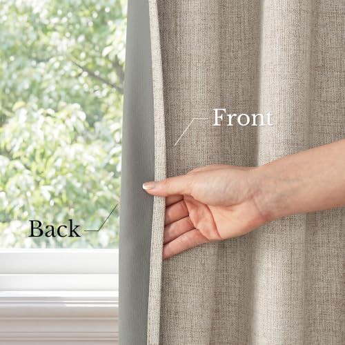 Grey linen total blackout curtains 90 in — photo 4