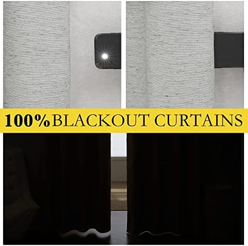 Grey linen farmhouse rod pocket blackout curtains — photo 3