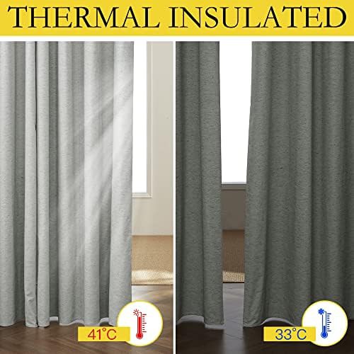 Grey linen farmhouse rod pocket blackout curtains — photo 5