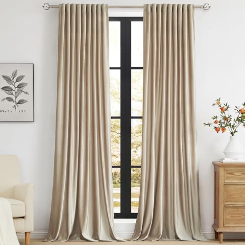 Champagne velvet room darkening curtains 84 inch