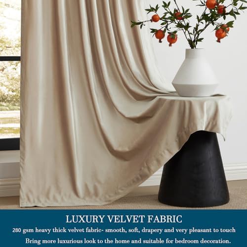 Champagne velvet room darkening curtains 84 inch — photo 3