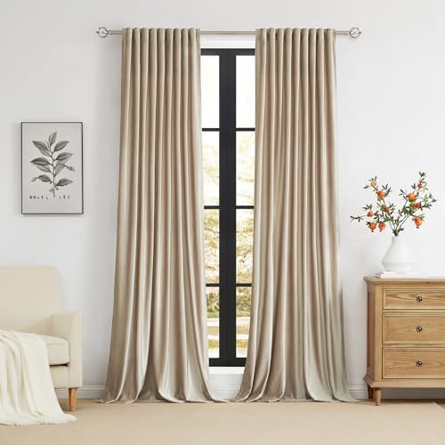 Champagne velvet room darkening curtains 84 inch — photo 5