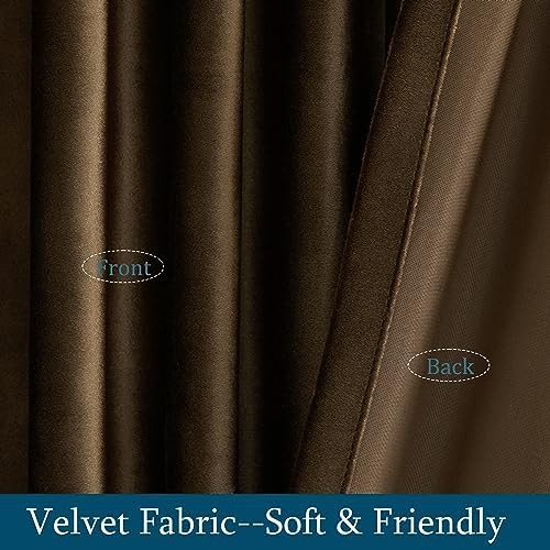 Brown velvet decorative window drapes 96 inch — photo 4
