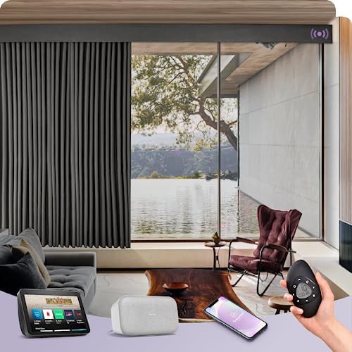 Iron Grey Motorized Smart Blackout Curtains