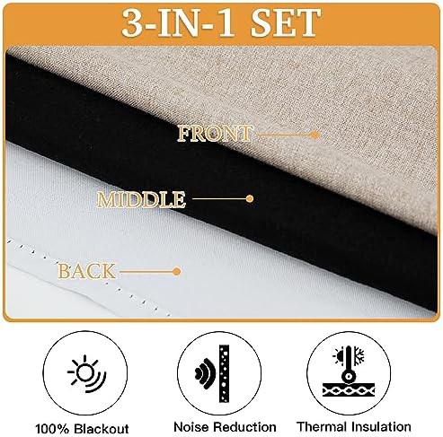 3 in 1 Soundproof - Blackout - Termal Insulated Linen Curtains — photo 5