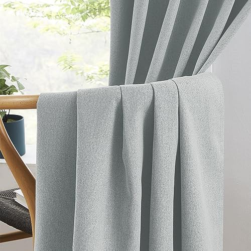 Light grey linen blackout curtain 102 in — photo 5