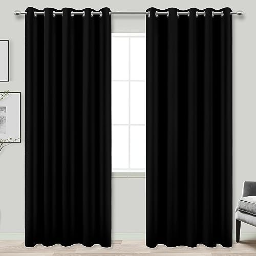 Black grommet sliding door curtains 84 in