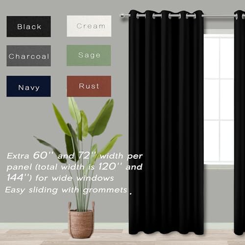 Black grommet sliding door curtains 84 in — photo 3
